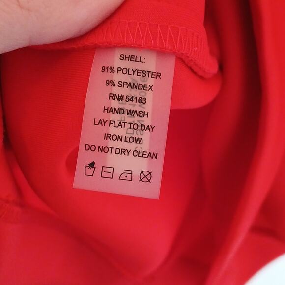 Calvin Klein Red Scuba Midi Dress With Gold Neck Detail - Picture 6 of 6